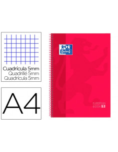 ▷ CUADERNO OXFORD ROJO MICROPERFORADO A4 80H 90G 4X4 | Taine - Imagen 1