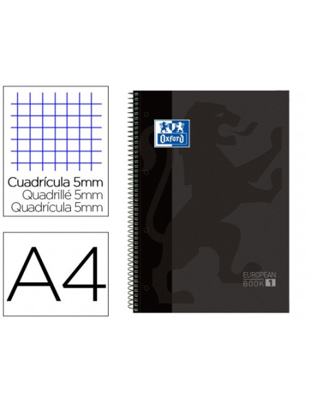 ▷ CUADERNO OXFORD NEGRO MICROPERFORADO A4 80H.90G C.5MM T/D | Taine - Imagen 1