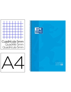 ▷ CUADERNO OXFORD TURQUESA MICROPERFORADO A4 80H. 90G C 5MM | Taine - Imagen 1