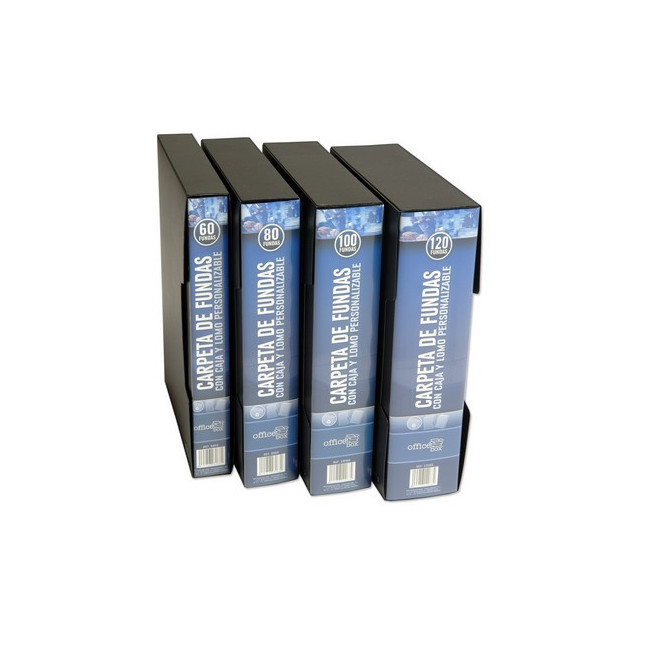 ▷ CARPETA OFFICE BOX 80 FUNDAS A4 NEGRO DELUX C.CAJA | Taine - Imagen 1