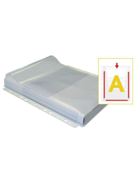 ▷ FUNDAS GRAFOPLAS MULTITALADRO FUELLE A4 CON SOLAPA PVC 180 MICRAS BOLSA 5U | Taine - Imagen 1