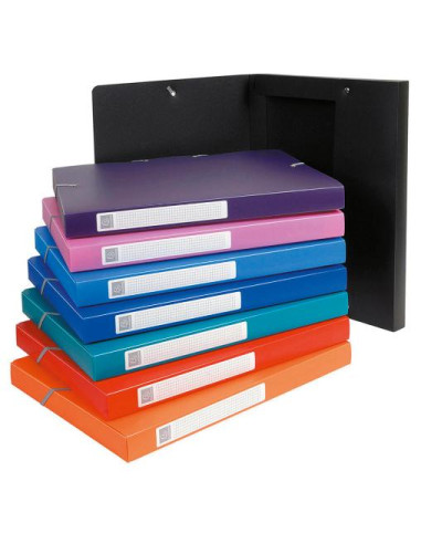 ▷ CAJA EXACOMPTA PROYECTOS PP LISO LOMO 60MM GOMAS COLORES SURTIDOS | Taine - Imagen 1