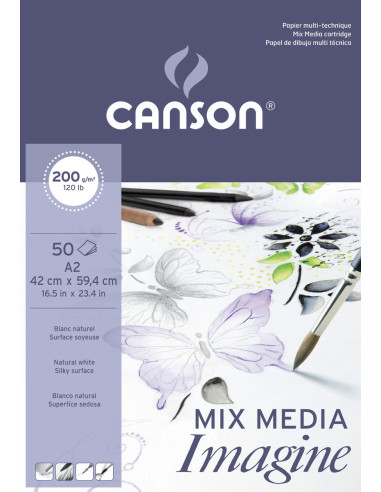▷ BLOC DIBUJO CANSON IMAGINE T, MIXTAS A2 50HJ 200GR | Taine - Imagen 1