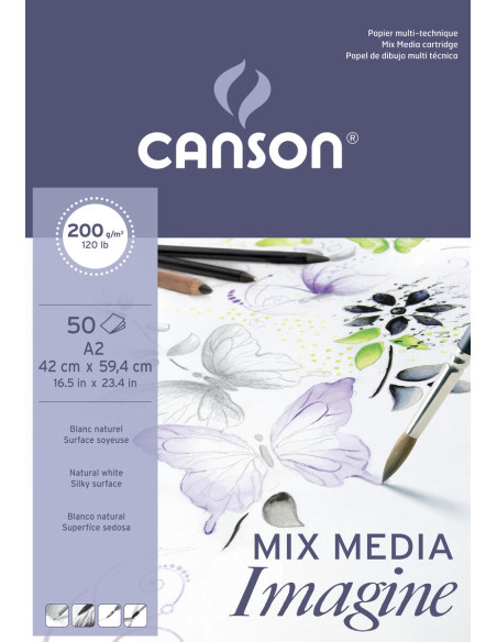 ▷ BLOC DIBUJO CANSON IMAGINE T, MIXTAS A2 50HJ 200GR | Taine - Imagen 1