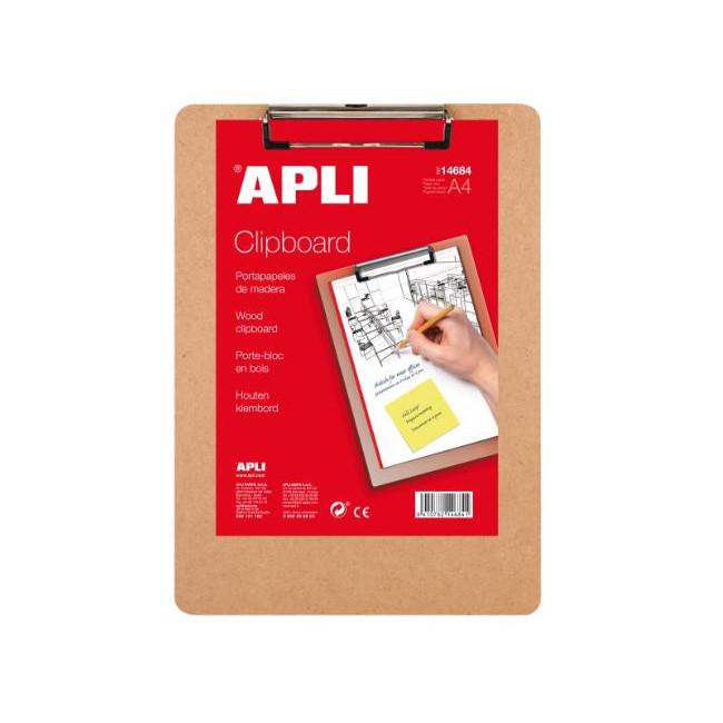 ▷ CLIPBOARD APLI SOPORTE MADERA A4 APLI 230X320MM | Taine - Imagen 1