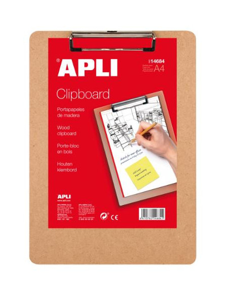 ▷ CLIPBOARD APLI SOPORTE MADERA A4 APLI 230X320MM | Taine - Imagen 1
