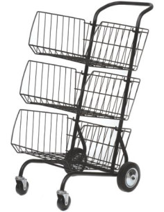 ▷ CARRITO ALBA DE CORRESPONDENCIA METÁLICO 3CESTAS 460X620X950MM NEGRO | Taine - Imagen 1