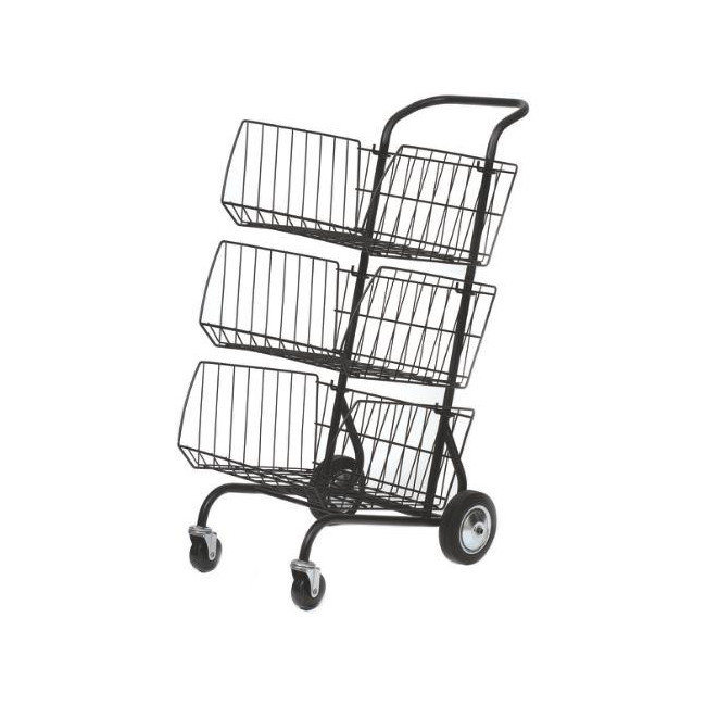 ▷ CARRITO ALBA DE CORRESPONDENCIA METÁLICO 3CESTAS 460X620X950MM NEGRO | Taine - Imagen 1