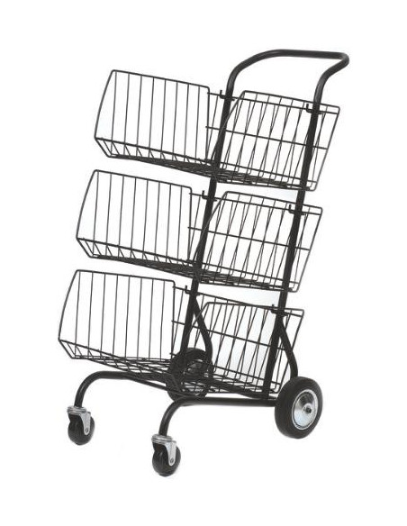 ▷ CARRITO ALBA DE CORRESPONDENCIA METÁLICO 3CESTAS 460X620X950MM NEGRO | Taine - Imagen 1