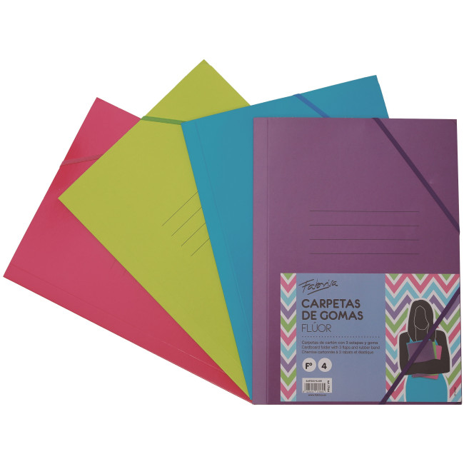 ▷ CARPETA FABRISA 3 SOLAPAS FLUOR FOLIO SURTIDAS CLASICA | Taine - Imagen 1