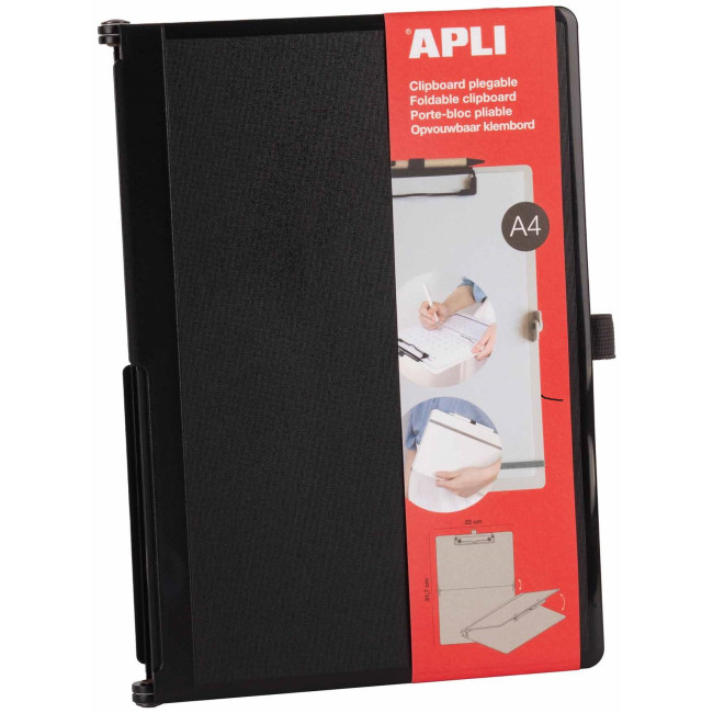 ▷ CLIPBOARD PLEGABLE A4 317 X 230 MM NEGRO APLI | Taine - Imagen 1