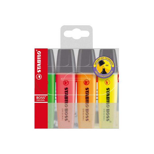 ▷ ROTULADOR STABILO BOSS 4 UDS BOSS 70/4 FLUORESCENTES | Taine - Imagen 1