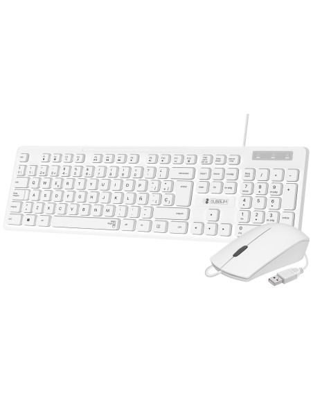 ▷ TECLADO+RATON SUBBLIM BUSINESS SLIM SILENCIOSO C.CABLE USB BLANCO | Taine - Imagen 1