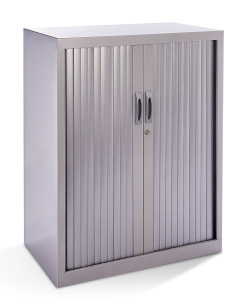 ▷ ARMARIO ROCADA METÁLICO PERSIANA 105 x 80 x 45cm RAL 9006 INCLUYE 2 BALDAS | Taine - Imagen 1