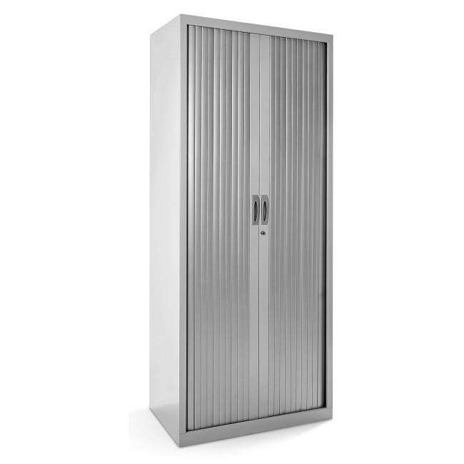 ▷ ARMARIO ROCADA METÁLICO PERSIANA 198 x 80 x 45 cm RAL 9006 INCLUYE 4 BALDAS | Taine - Imagen 1
