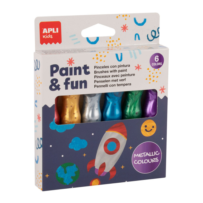 ▷ TEMPERAS APLI 6 UDS COLORES METALIZADOS | Taine - Imagen 1