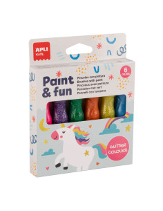 ▷ TEMPERAS APLI 6 UDS COLORES C/PURPURINA | Taine - Imagen 1