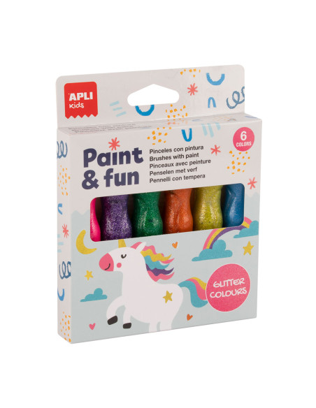 ▷ TEMPERAS APLI 6 UDS COLORES C/PURPURINA | Taine - Imagen 1