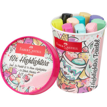▷ ROTULADOR FABER CASTELL TEXTLINER FLUOR PASTEL 46 TARRINA HELADO 10 UND | Taine - Imagen 1