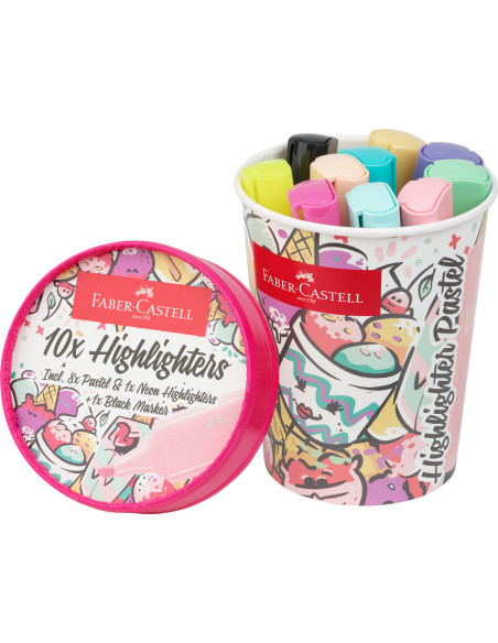 ▷ ROTULADOR FABER CASTELL TEXTLINER FLUOR PASTEL 46 TARRINA HELADO 10 UND | Taine - Imagen 1