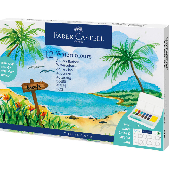▷ ESTUCHE FABER CASTELL 12 ACUARELAS + PINCEL | Taine - Imagen 1