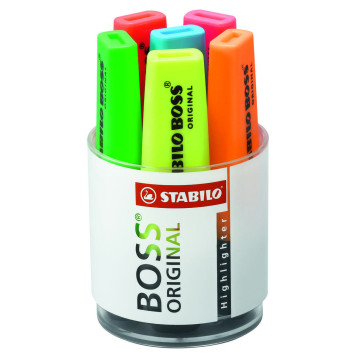 ▷ ROTULADORES STABILO BOSS CUBILETE 6 UNIDADES SURTIDOS | Taine - Imagen 1