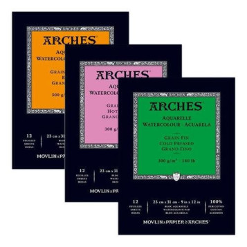 ▷ BLOC DIBUJO ACUARELA ARCHES GF 23X31 300GR + CARPETA | Taine - Imagen 1