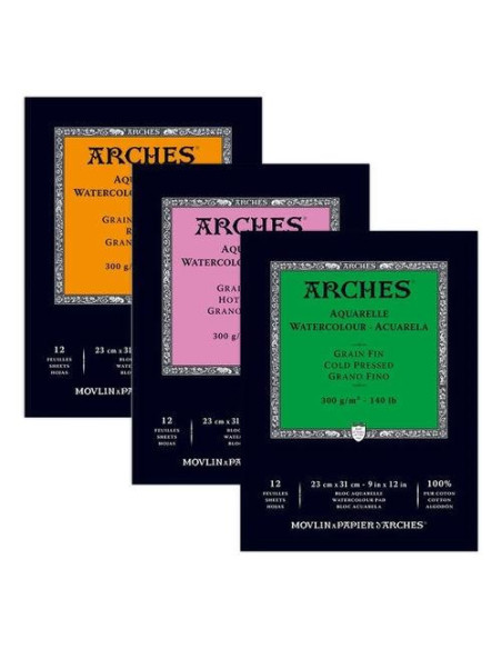 ▷ BLOC DIBUJO ACUARELA ARCHES GF 23X31 300GR + CARPETA | Taine - Imagen 1