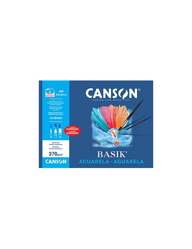 ▷ LAMINAS CANSON BASIK DIBUJO MINIPAK ACUARELA A4+ 370G 6HJ | Taine - Imagen 1