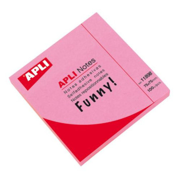 ▷ NOTAS APLI ADHESIVAS ROSA BRILLANTE 100H 75x75MM | Taine - Imagen 1