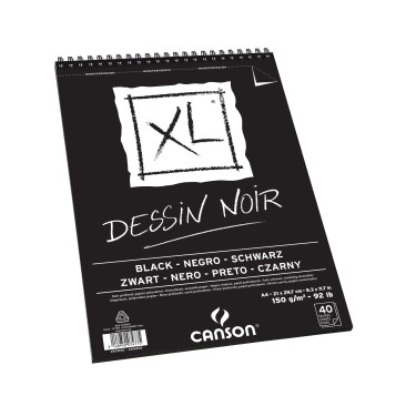 ▷ BLOC DIBUJO CANSON XL A4 20H 150G NOIR ESPIRAL MICR DRAWING | Taine - Imagen 1