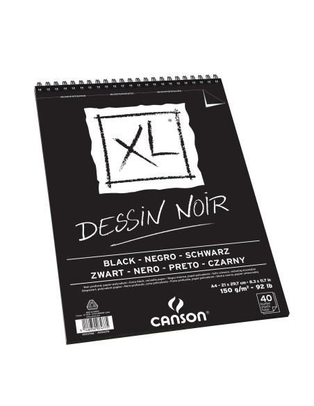 ▷ BLOC DIBUJO CANSON XL A4 20H 150G NOIR ESPIRAL MICR DRAWING | Taine - Imagen 1