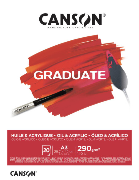 ▷ BLOC DIBUJO CANSON GRADUATE A3 ACRILICO 20H 300GR | Taine - Imagen 1