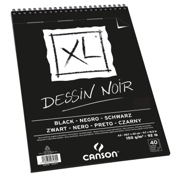 ▷ BLOC DIBUJO CANSON XL A3 20H 150G NOIR ESPIRAL MICR DRAWING | Taine - Imagen 1