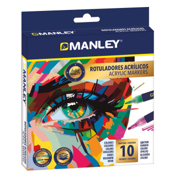 ▷ ROTULADORES MANLEY 10 UDS ACRILICOS | Taine - Imagen 1