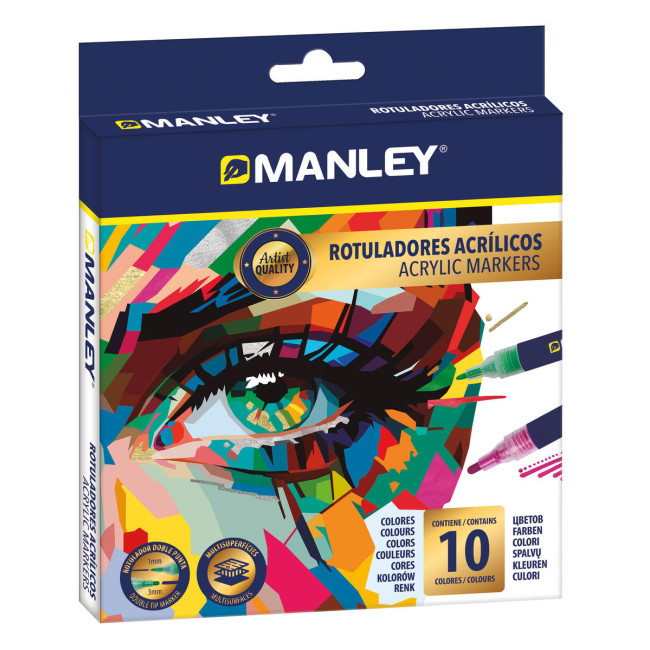 ▷ ROTULADORES MANLEY 10 UDS ACRILICOS | Taine - Imagen 1
