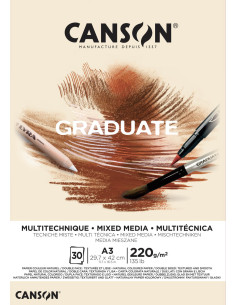 ▷ BLOC DIBUJO CANSON GRADUATE A3 MIX MEDIA NTRAL 30H 220GR | Taine - Imagen 1