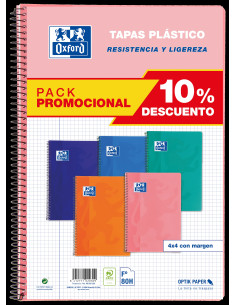▷ PACK 4+1 CUADERNO OXFORD FOLIO 80H 90GR 4MM TB V | Taine - Imagen 1