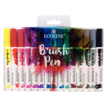▷ ROTULADORES ECOLINE 15 COLORES BASICOS BRUSHPEN | Taine - Imagen 1