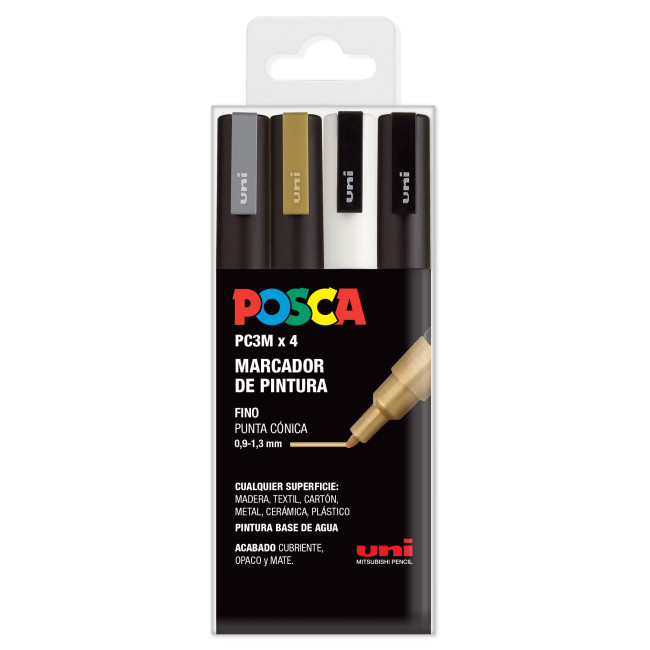 ▷ SET ROTULADORES POSCA 4 UDS PC3M BASICO GSWB | Taine - Imagen 1