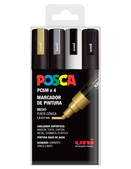 ▷ SET ROTULADORES POSCA 4 UDS PC5M GSWB SET | Taine - Imagen 1