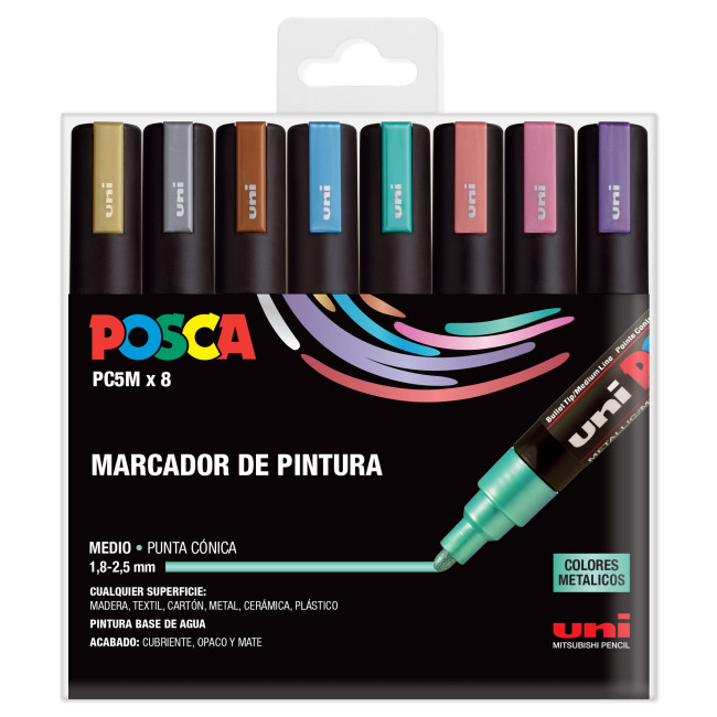 ▷ SET ROTULADORES POSCA 8 UDS PC5M/8C SET METAL | Taine - Imagen 1