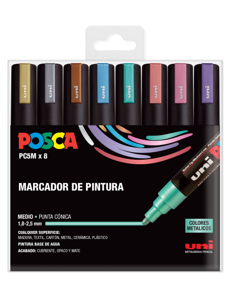 ▷ SET ROTULADORES POSCA 8 UDS PC5M/8C SET METAL | Taine - Imagen 1