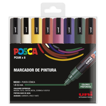 ▷ SET ROTULADORES POSCA 8 UDS PC5M OSCUROS | Taine - Imagen 1