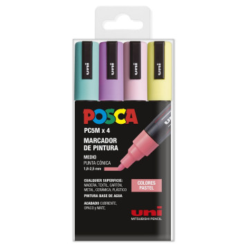 ▷ SET ROTULADORES POSCA 4 UDS PC5M SOFT PASTEL | Taine - Imagen 1