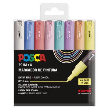 ▷ SET ROTULADORES POSCA 8 UDS PC1M PASTEL | Taine - Imagen 1