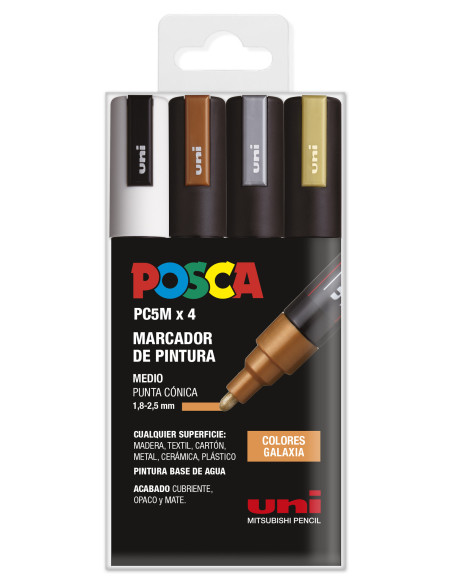 ▷ SET ROTULADORES POSCA 4 UDS PC5M GALAXIA | Taine - Imagen 1