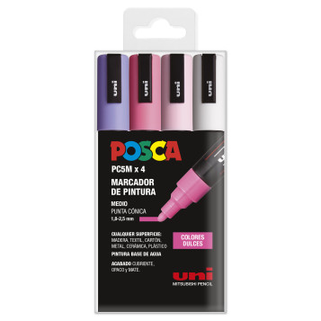 ▷ SET ROTULADORES POSCA 4 UDS PC5M DULCES | Taine - Imagen 1