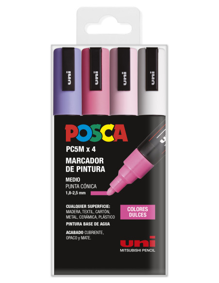 ▷ SET ROTULADORES POSCA 4 UDS PC5M DULCES | Taine - Imagen 1