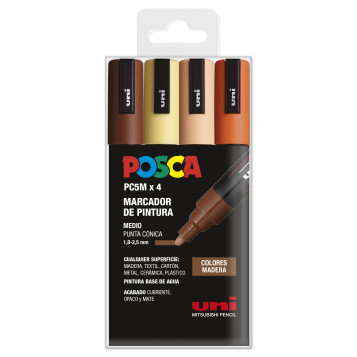 ▷ SET ROTULADORES POSCA 4 UDS PC5M MADERA | Taine - Imagen 1